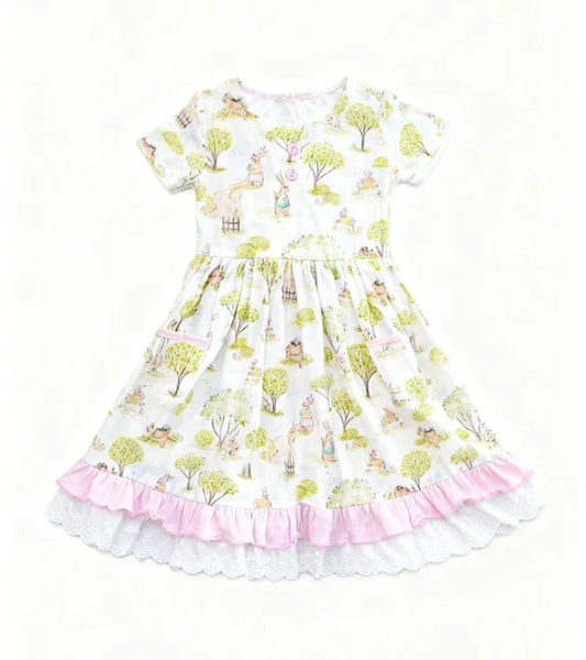 12.25 MOQ:5pcs GSD3364 pre-order toddler girl clothes rabbit girl easter summer dress