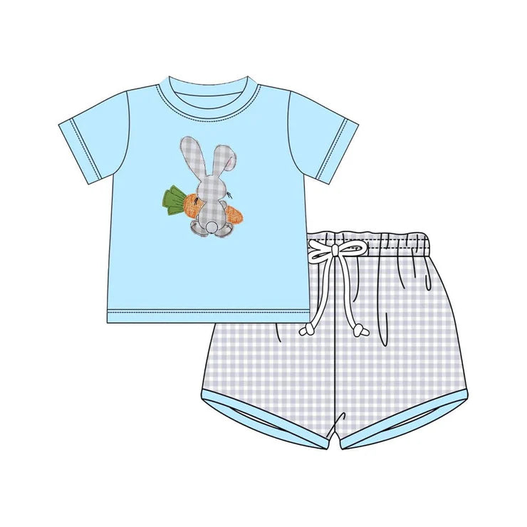 11.22 MOQ：5pcs BSSO1707 pre-order baby boy clothes rabbit toddler boy easter summer outfit