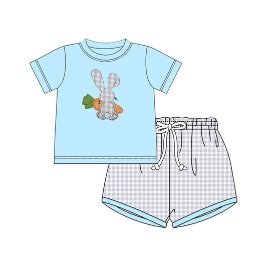 11.22 MOQ:5pcs BSSO1707 pre-order baby boy clothes rabbit toddler boy easter summer outfit