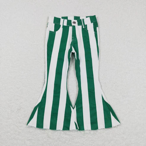 L-3.7 P0330 Green and white striped denim pants