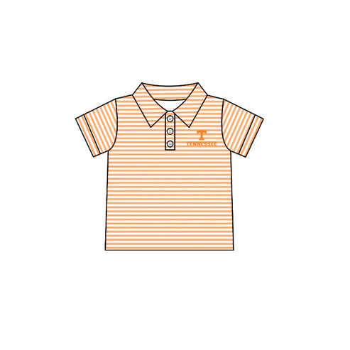 6.21 Custom Moq 3 Baby Boys Short Sleeves Orange Stripes Button Tennessee Team Polo Shirts Top