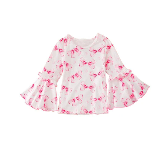 5.28 GT0779 Baby Girls Pink Bows Long Sleeve Tee Shirts Tops Preorder