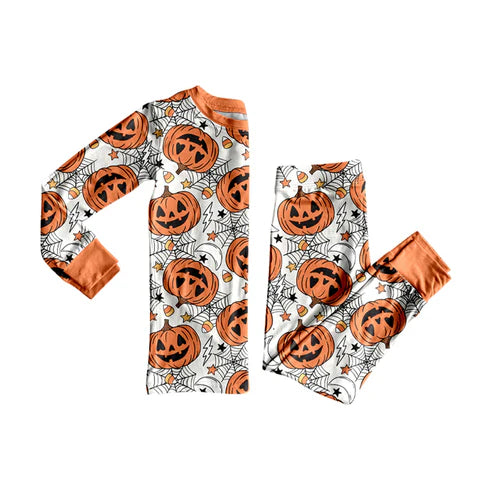 8.6  BLP1210 Baby Boys Ghost Pumpkins Top Pants Halloween Pajamas Set Preorder