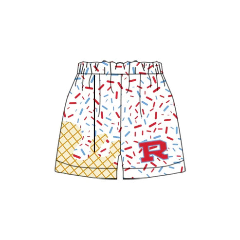 5.6 Adult Men Team Red R White Shorts Bottoms Preorder(moq 3)