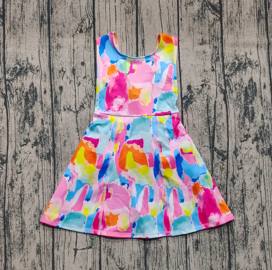 6.13 GSD2629 Baby Girls Sleeveless Watercolor Camo Yoga Short Knee Length Dresses Preorder