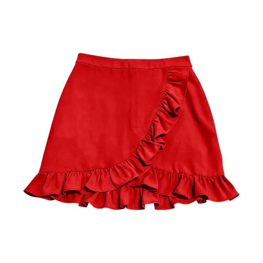 12.24 MOQ：5pcs GLK0230 pre-order baby girls clothes red print girl yoga shots skirt
