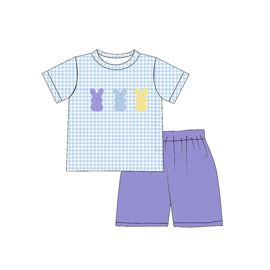 12.9 MOQ：5pcs BSSO1771 pre-order baby boy clothes bunny print toddler boy easter summer outfit