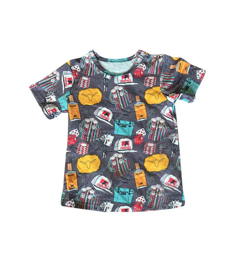 11.18 MOQ:5pcs BT1561 pre-order toddler boy clothes cowboy boy summer top shirt