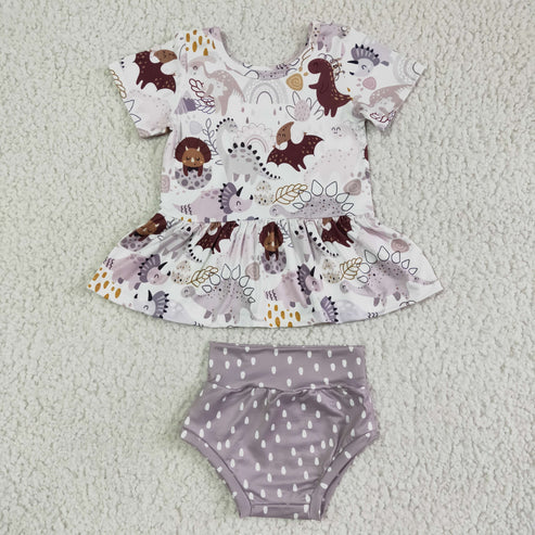 3.10 GBO0031 Baby girls dinosaur bummie summer set
