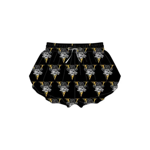 8.30 Custom Moq 5 Baby Girls pirates black Team Ruffle Shorts