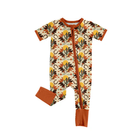 12.24 MOQ:5pcs SR3849 pre-order baby boy clothes aztec print toddler boy summer romper