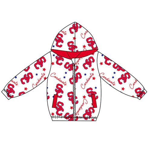 10.9 Custom Moq 5 Baby Boys Red Cardinals Team Zipper Hoodies Tops