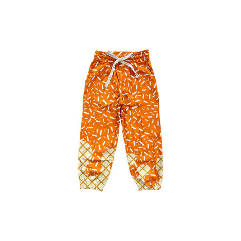8.7 P0817 Baby Girls Orange Drip Team Pockets Yoga Pant Preorder