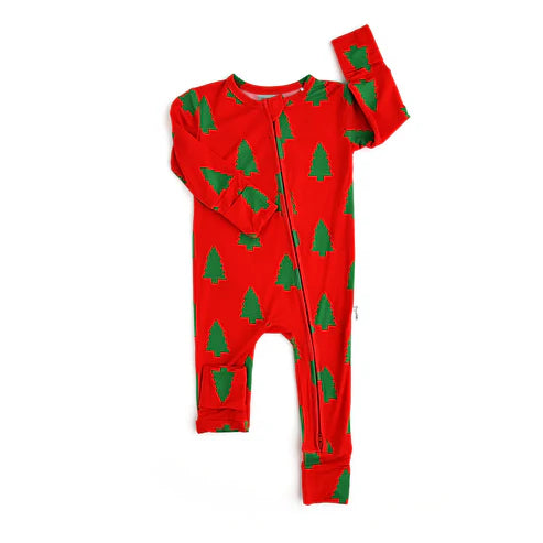 5.29 LR1964 Baby Infant Girls Christmas Green Trees Zip Rompers preorder