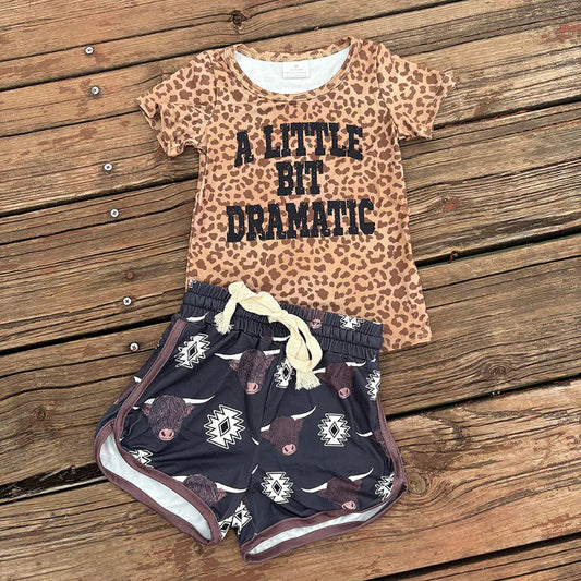 3.14 BT0219+SS0087 Baby Girls Western Little Dramatic Shirt Cow Shorts Outfits Set