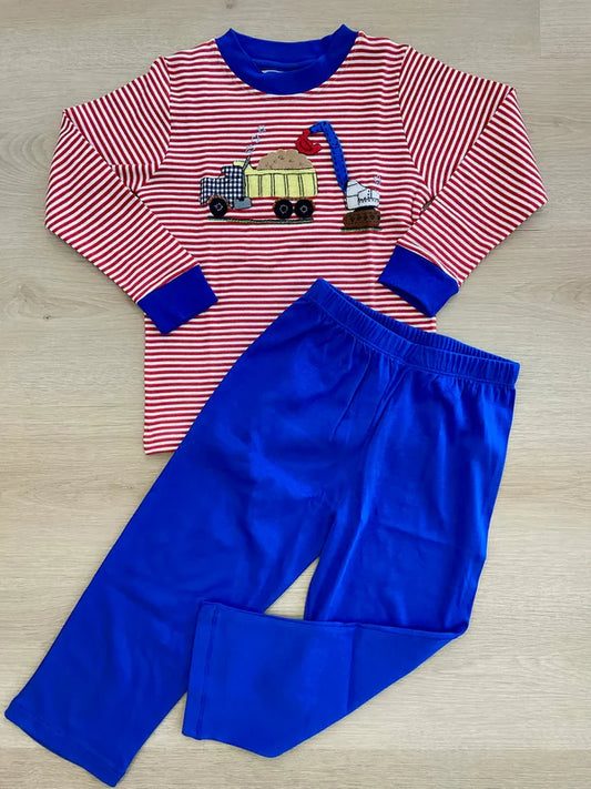 5.27 BLP0948 Baby Boys Tractor Digger Top Pants Clothes Sets Preorder