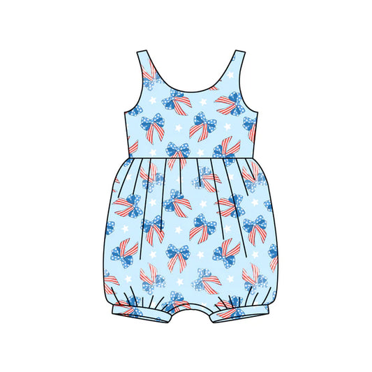 L-3.4 SR2729 Baby Infant Girls 4th Of July Bows Summer Rompers preorder