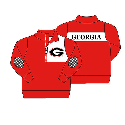 8.29 Custom Moq 5 Baby Boys GEORGIA Team Zip Pullovers Tops Tee Shirts