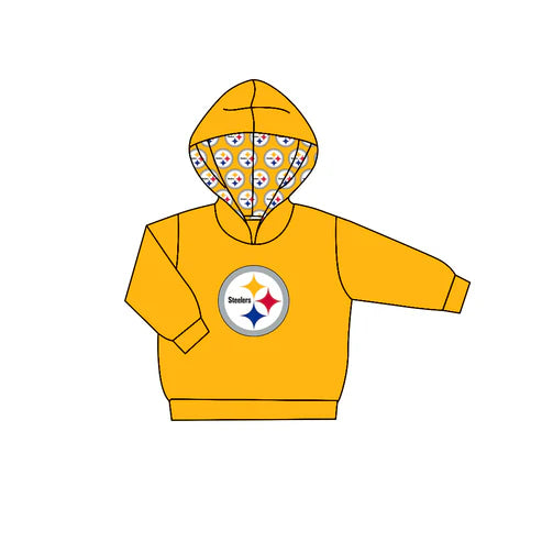 7.31 Custom Moq 5 Baby Boys Yellow Long Sleeve Stars Steelers Team Hoodies Top