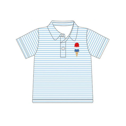 12.4 MOQ：5pcs BT1621 pre-order toddler boy clothes ice cream boy 4th of July summer top shirt