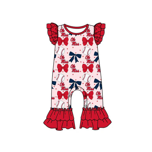 6.25  Custom Moq 3 each item Sibling Baby Girls Ole Miss Team Romper Dress Clothes Sets
