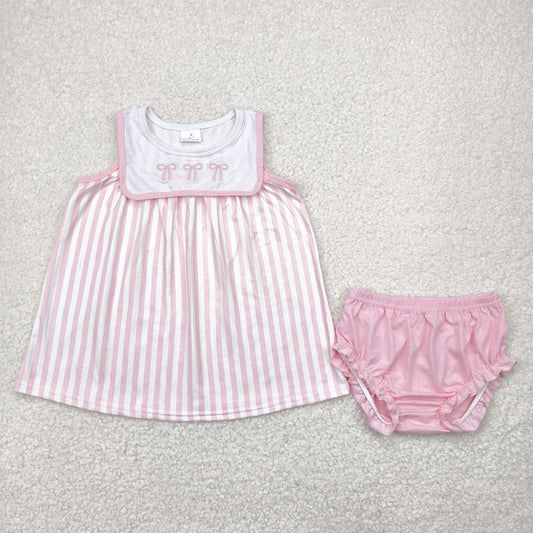 8.26 GBO0476 Baby Girls Pink Sleeveless Bows Tunic Bummies Set
