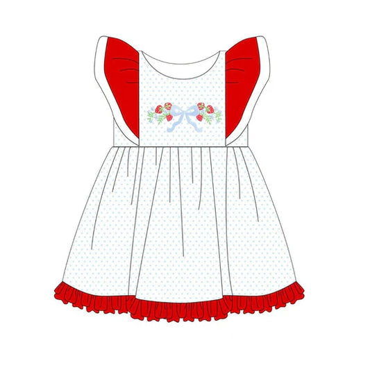 12.11 MOQ:5pcs GSD3410 pre-order toddler girl clothes strawberry print girl summer dress