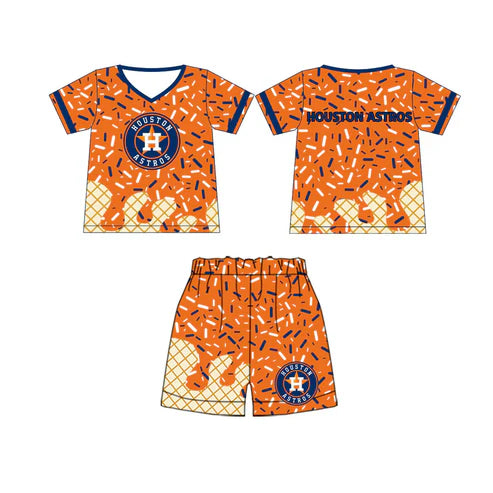6.9 Custom Moq 3 Baby Boys Houston Astros Team Short Sleeve Tee Shirt Shorts Clothes Sets