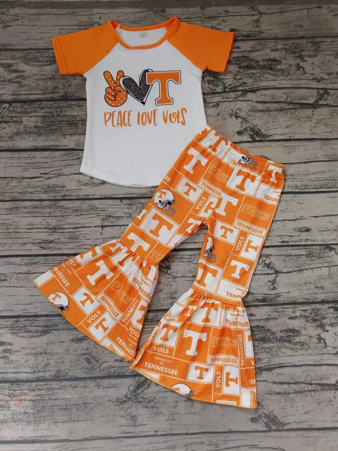 5.5 Baby Girls Team Peace Love Tee Bell Pants Clothing Sets Preorder(moq 3)