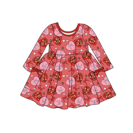 11.11 MOQ:5pcs GLD1488 pre-order toddler girl clothes heart print girl Valentine dress