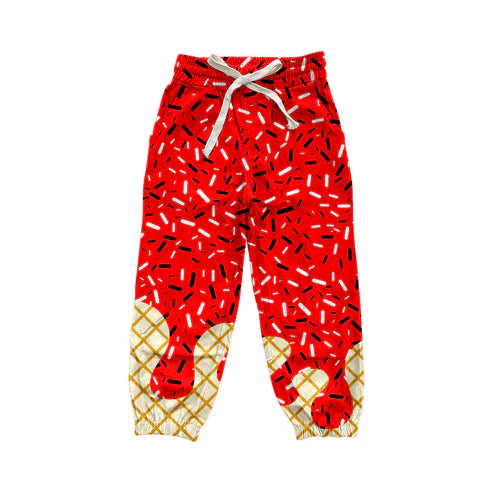 8.6 P0809 Adult Women Red Drip Pockets Yoga Team Pants Preorder