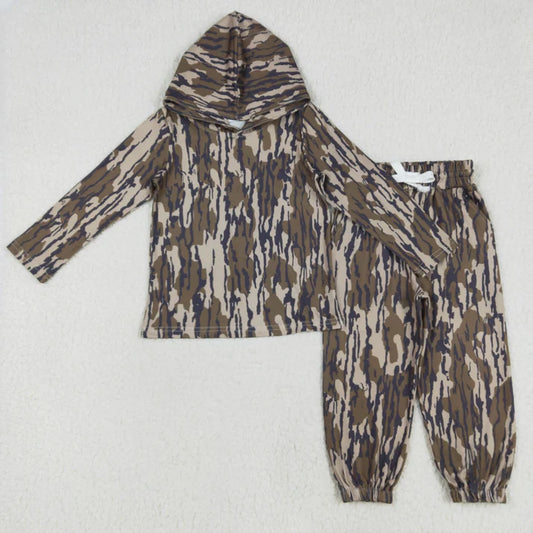 BT0920+P0649 Baby Boys Bottomland Camo Hooded Top Pants Outfits Clothes Set