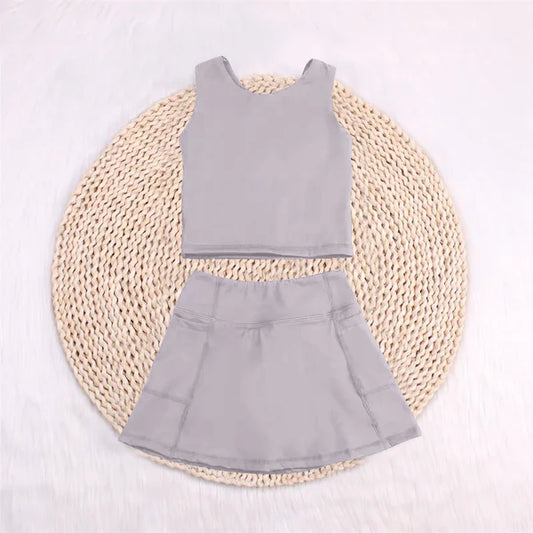 L-3.5 GSD1983 Baby Girls Grey Vest Top Sports Skorts Clothes Sets Preorder