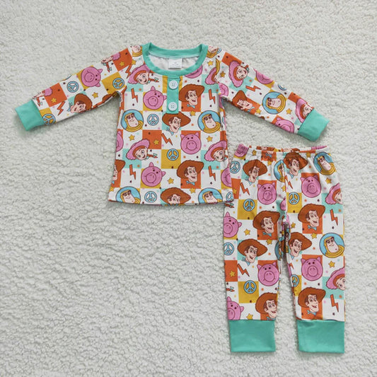 BLP0279 Baby Boys Toy Long Sleeve Colorful Top Pants Pajamas Clothes Set