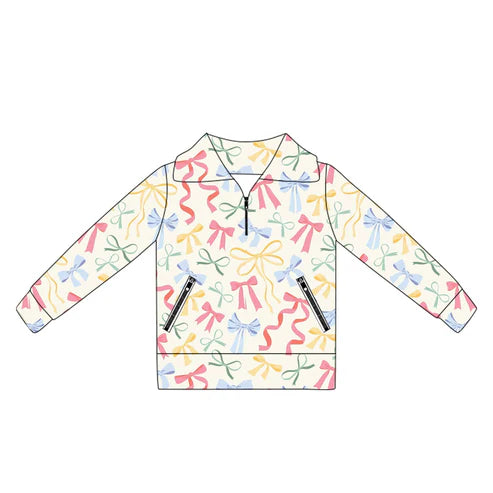 6.5 GT1065 Baby Girls Long Sleeves Colorful Bows Plaid Pockets Zipper Yoga Jackets Preorder