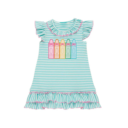 11.15 MOQ：5pcs GSD3104 pre-order toddler clothes crayon girl back to school summer dress