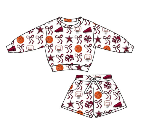 10.29 Custom Moq 8 Baby Girls Football Bows Stars Long Sleeve Top Shorts Team Pocket Clothes Set