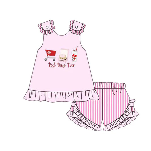 12.10 MOQ：5pcs GSSO3008 pre-order baby girl clothes food print toddler girl summer outfit