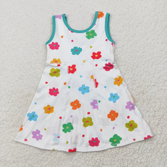 5.27 GSD2346 Baby Girls Sleeveless Colorful Flowers Yoga Knee Length Dress