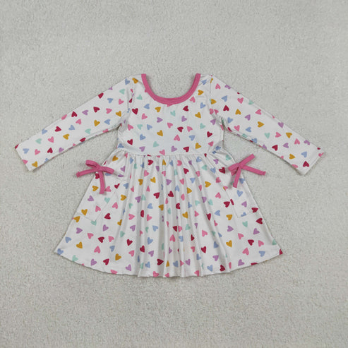 12.3 GLD1428 Baby Girls Colorful Hearts Pockets Valentines Knee length Dress