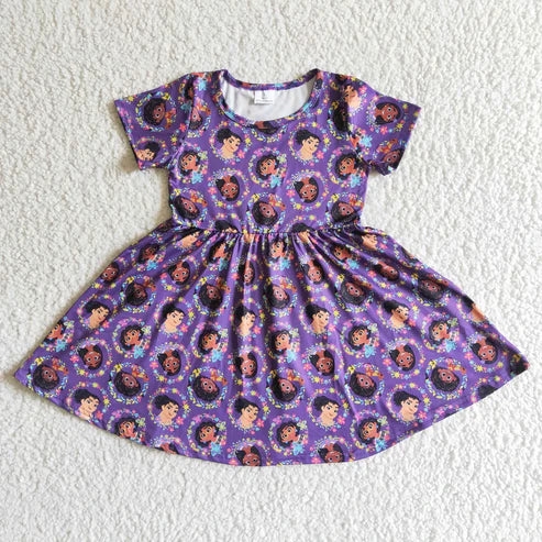 4.23 GSD0008 cartoon purple short-sleeved dress