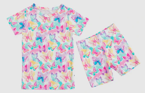4.12 GSSO2603 Baby Girls Short Sleeves Colorful Butterfly Top Short Pajamas Set Preorder