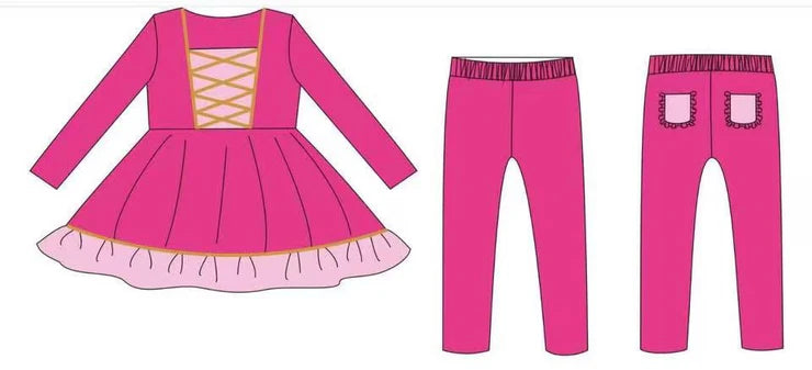 11.12 MOQ：5pcs GLP3132 pre-order toddler girl clothes hot pink girl winter set