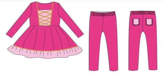 11.12 MOQ：5pcs GLP3132 pre-order toddler girl clothes hot pink girl winter set
