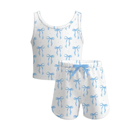 4.4 GSSO2478 Baby Girls Sleeveless Blue Bows Set Preorder