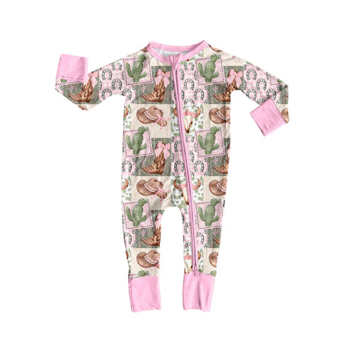 6.27 LR2359 Baby Girls Long Sleeves Cactus Hats Boots Zipper Rompers Preorder