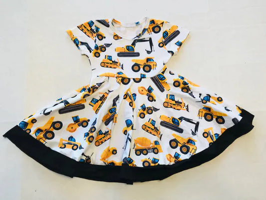11.6 MOQ：5pcs GSD3040 pre-order toddler clothes truck girl summer dress