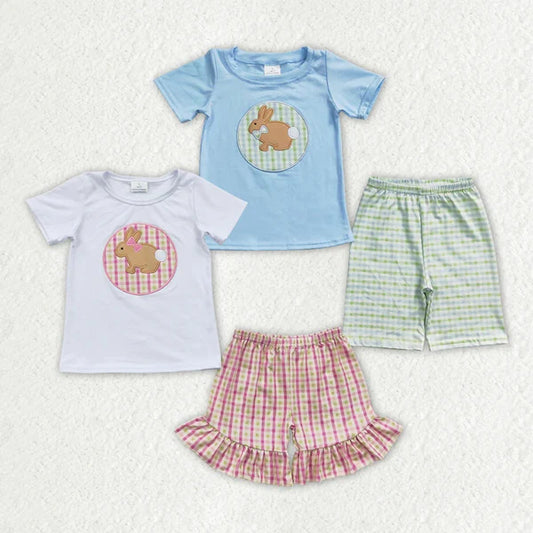 Sibling Boys Baby Girls Easter Rabbit Shorts Sets