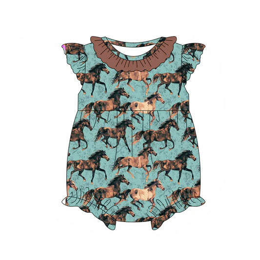 L-3.6 SR2747 Baby Infant Girls Western Horse Rompers preorder