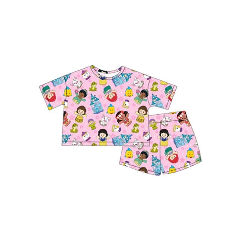 3.31 GSSO2455 Baby Girls Blue Short Sleeves Snowmen Kids Top Short Pajamas Set Preorder